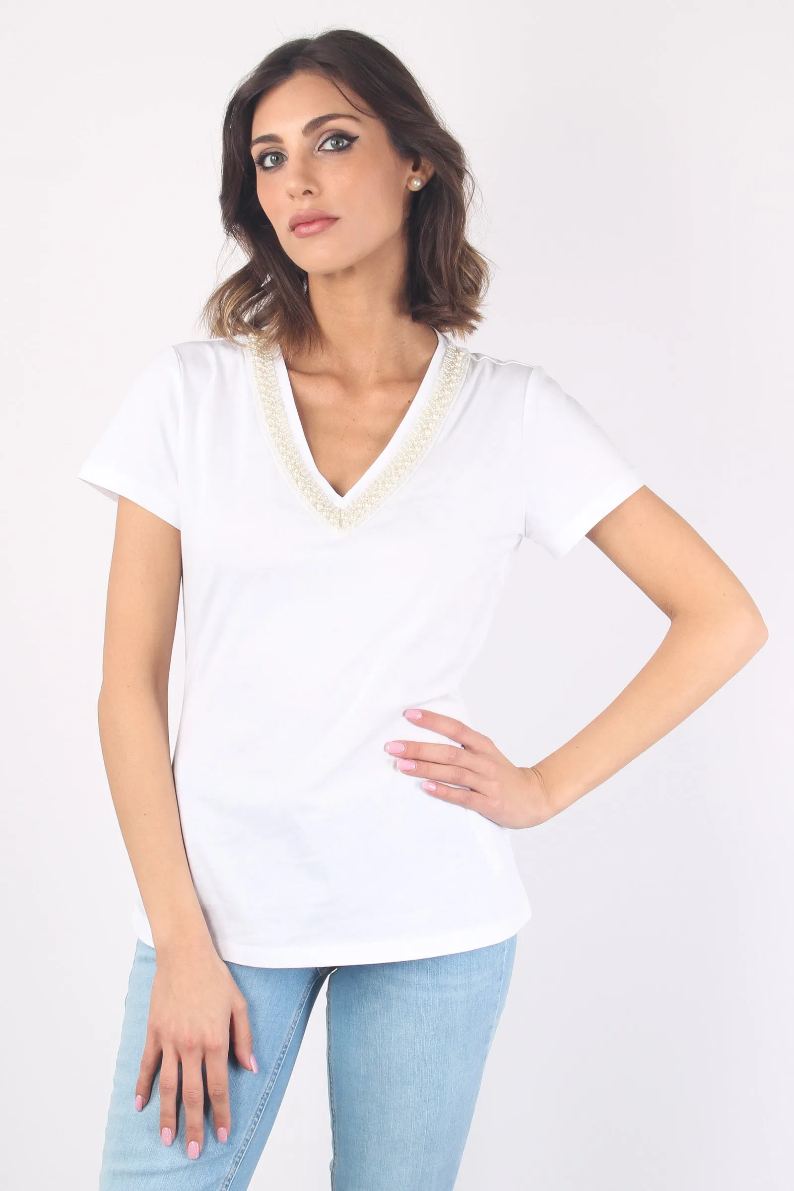 T-shirt Stampa Pop Corn Bianco Emb