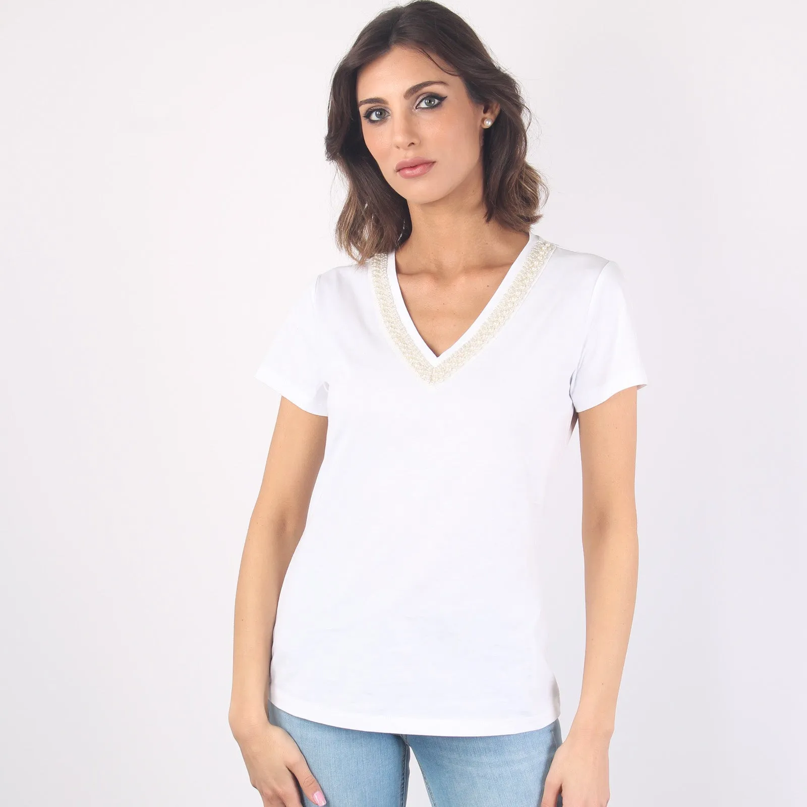 T-shirt Stampa Pop Corn Bianco Emb