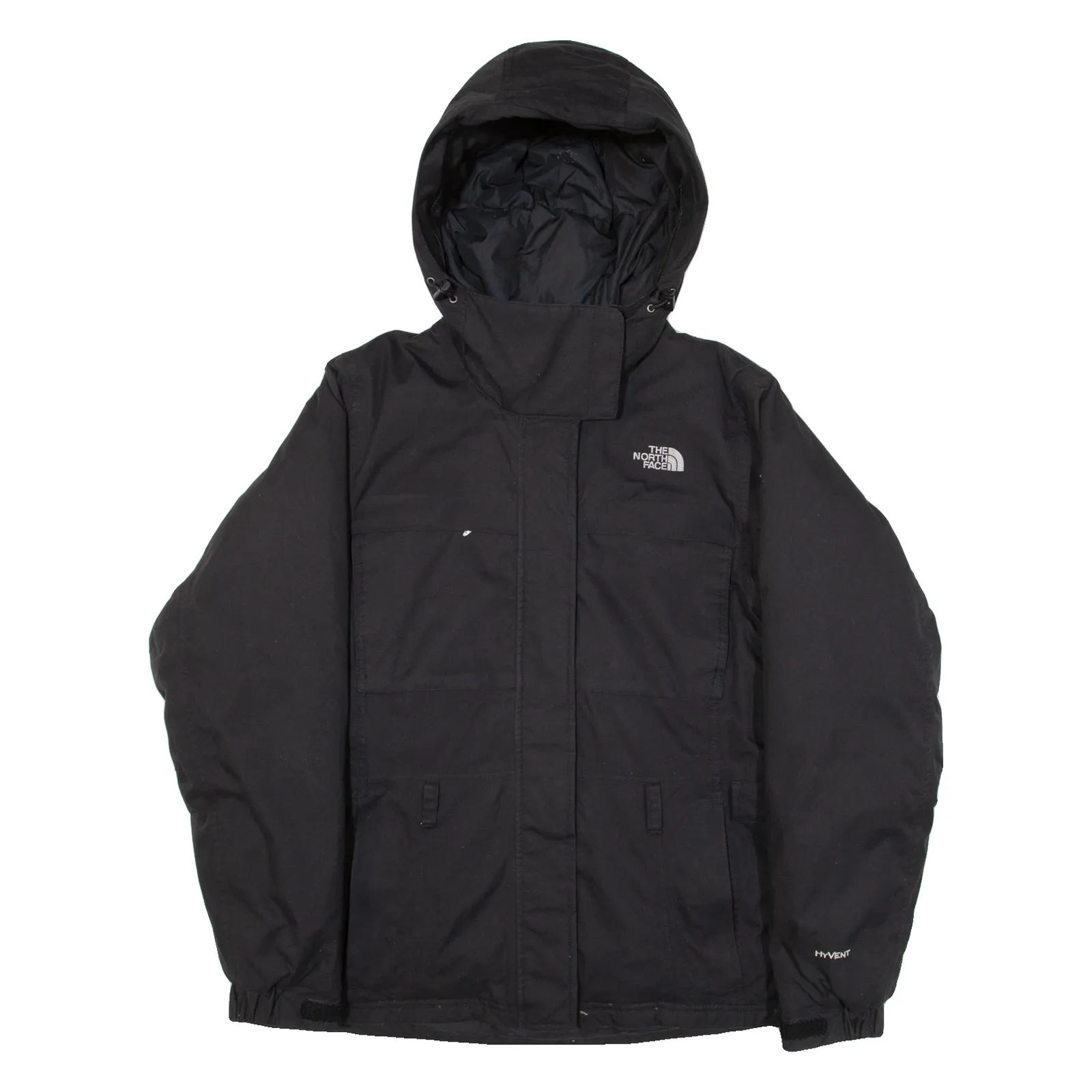 THE NORTH FACE HyVent Insulated Womens Rain Coat Black Nylon Hooded S