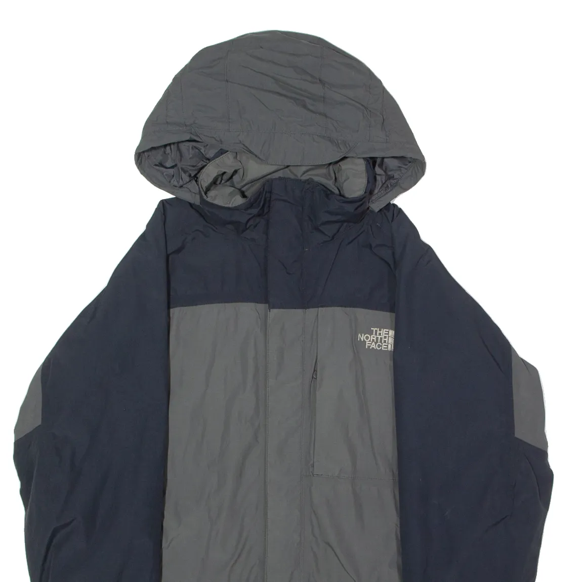 THE NORTH FACE Mens Coat Grey Nylon Hooded Colourblock M