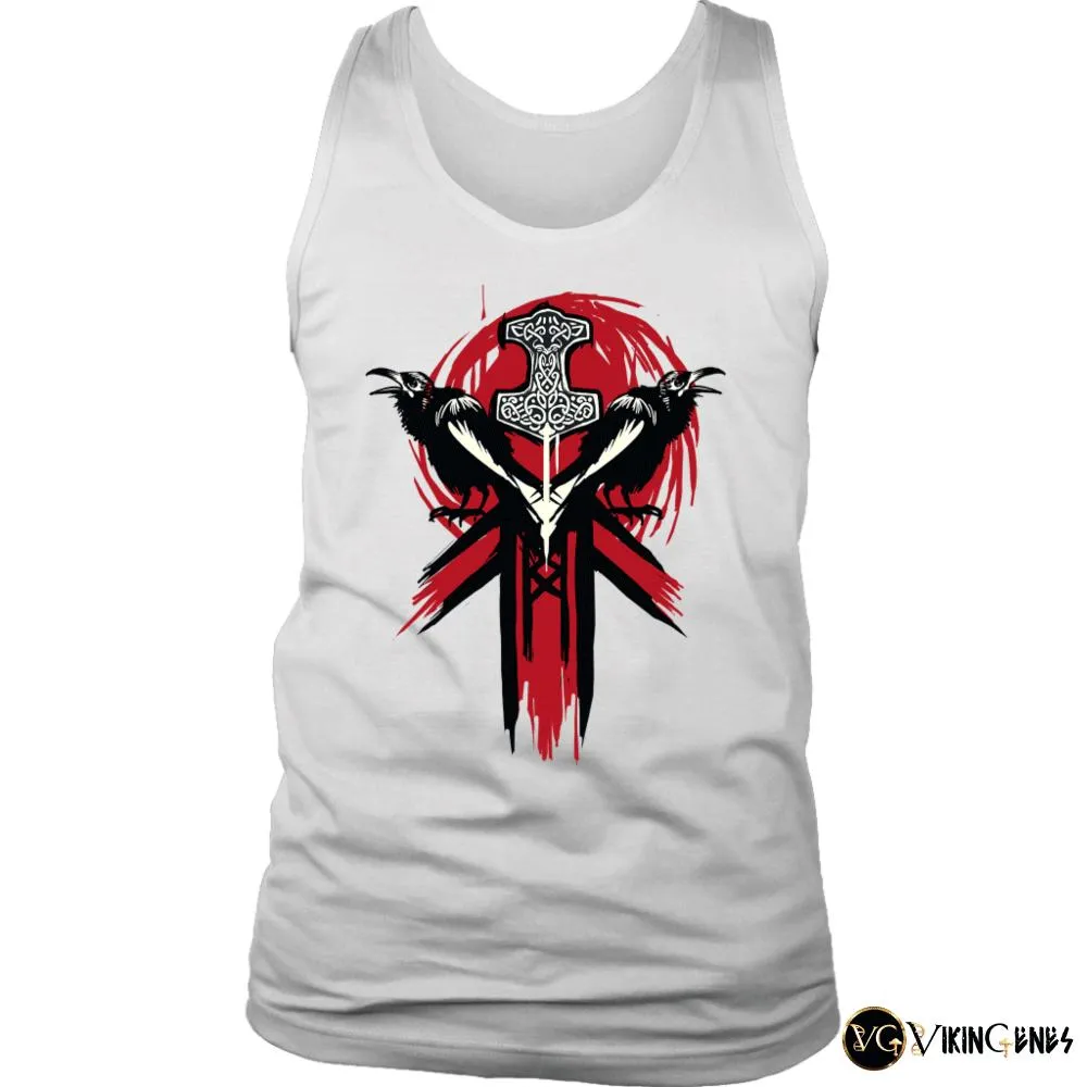 Thor's Hammer Mjolnir with Ravens Tank Top