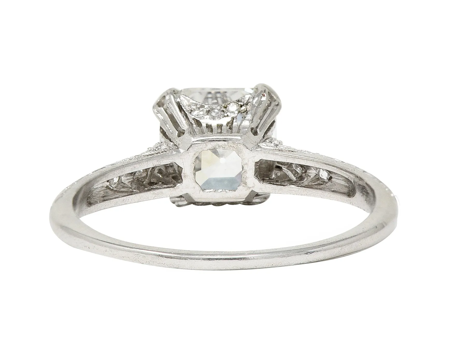 Tiffany & Co. Art Deco 1.88 CTW Asscher Cut Diamond Platinum Foliate Antique Engagement Ring GIA