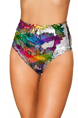 TWO-TONE HIGH WAIST SEQUIN SHORTS