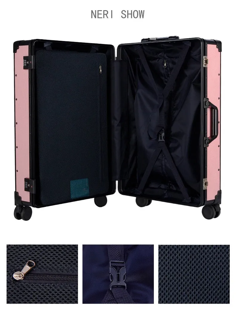 Unisex 20 24 Inch Aluminum Frame Scratch-proof Trolley Suitcases