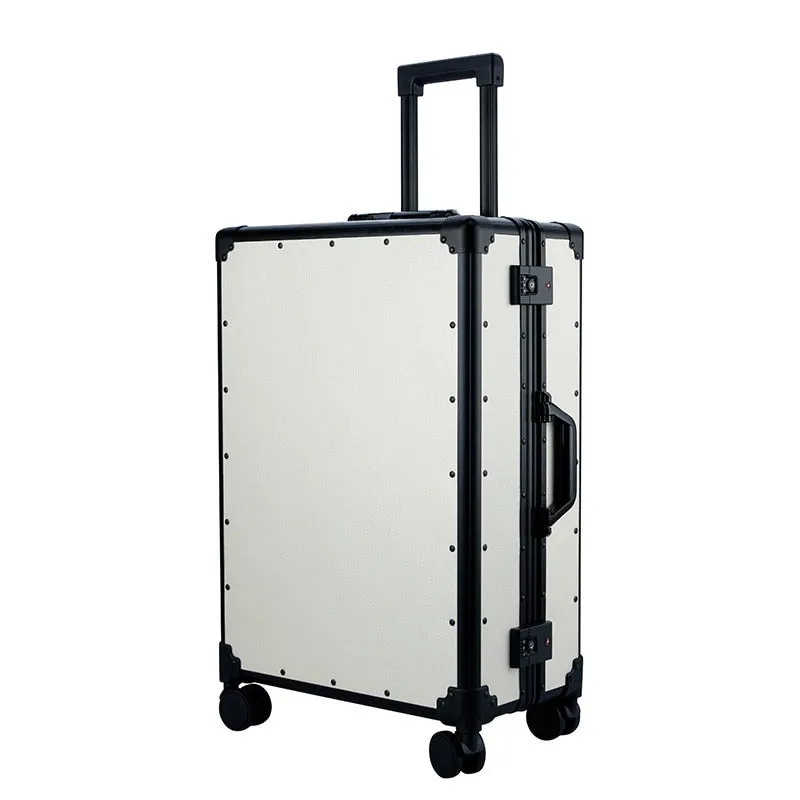 Unisex 20 24 Inch Aluminum Frame Scratch-proof Trolley Suitcases