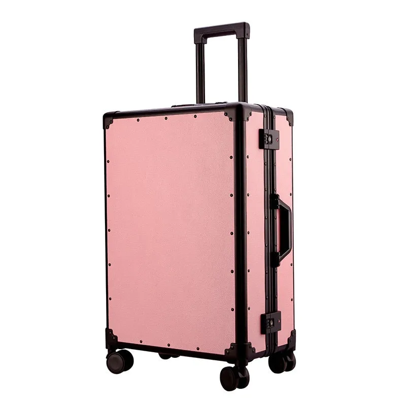 Unisex 20 24 Inch Aluminum Frame Scratch-proof Trolley Suitcases