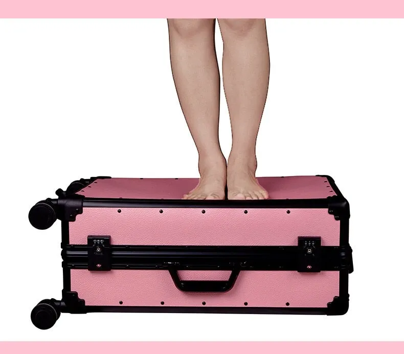 Unisex 20 24 Inch Aluminum Frame Scratch-proof Trolley Suitcases