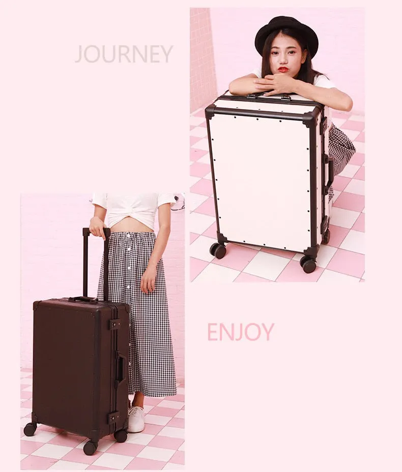 Unisex 20 24 Inch Aluminum Frame Scratch-proof Trolley Suitcases