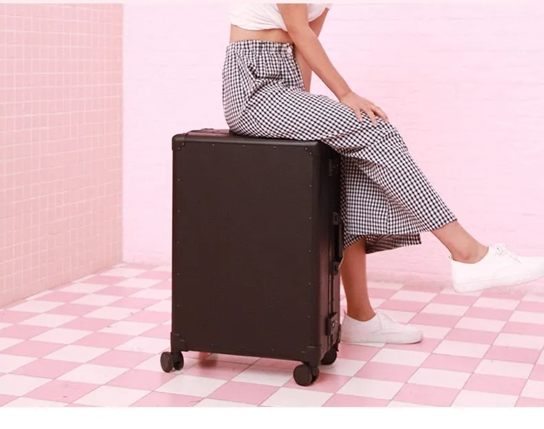 Unisex 20 24 Inch Aluminum Frame Scratch-proof Trolley Suitcases