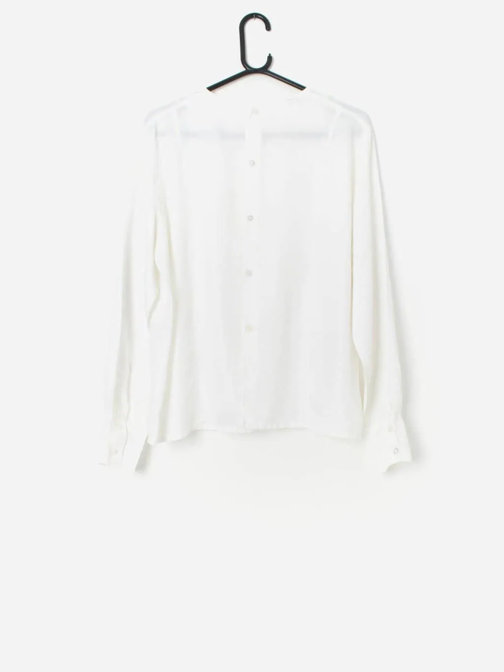 Vintage 1970s ruffle front blouse in white – Large