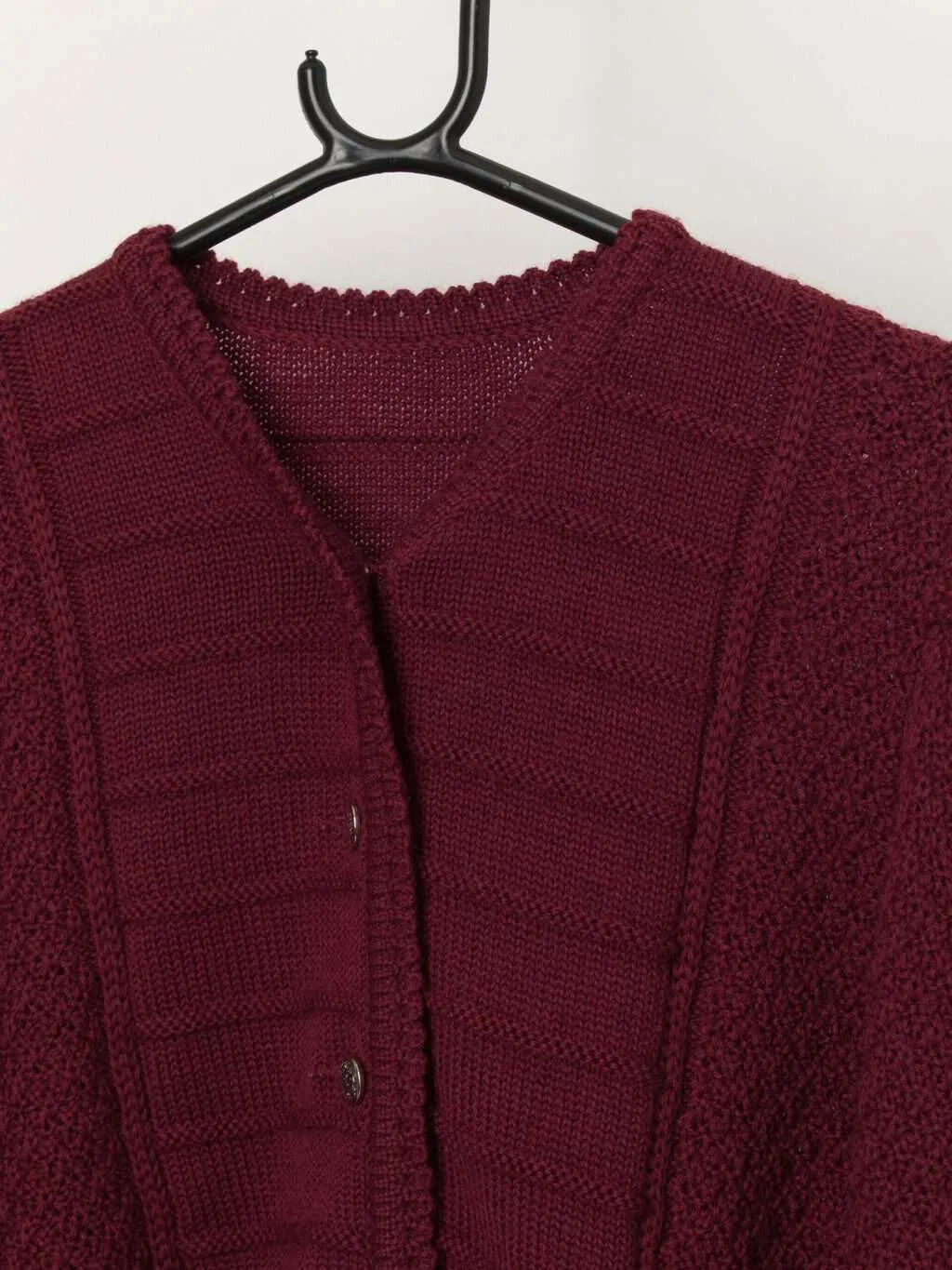 Vintage Austrian wool folk cardigan in burgundy – Small