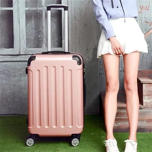 Women's Fashion ABS and PC Rolling Luggage Travel Trolley Bag Sets