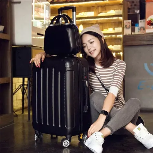 Women's Fashion ABS and PC Rolling Luggage Travel Trolley Bag Sets