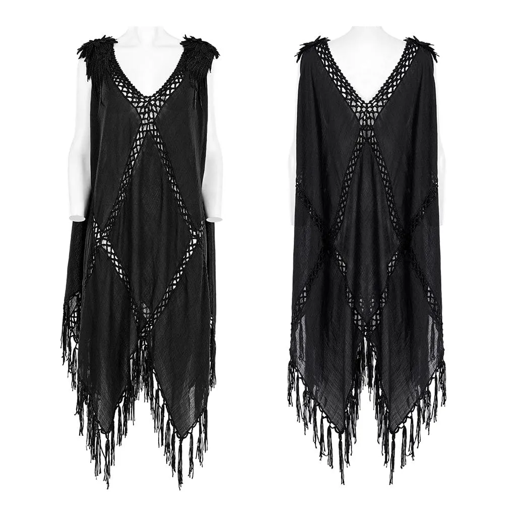 Women's Gothic Feather Tassels Dress