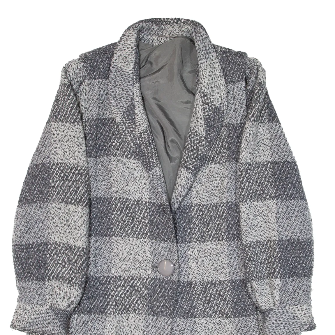 Womens Overcoat Coat Grey Knit Wool Check UK 16