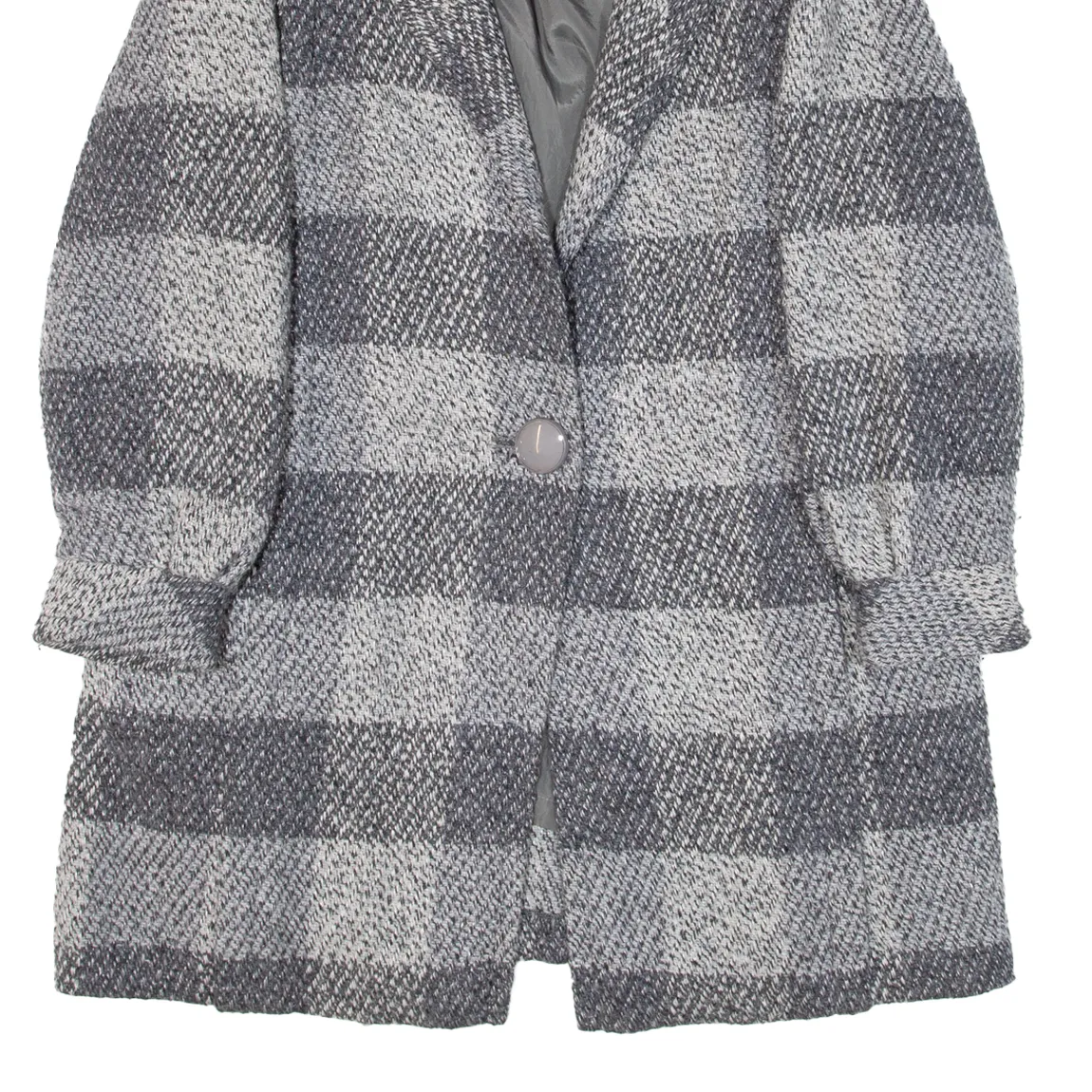 Womens Overcoat Coat Grey Knit Wool Check UK 16