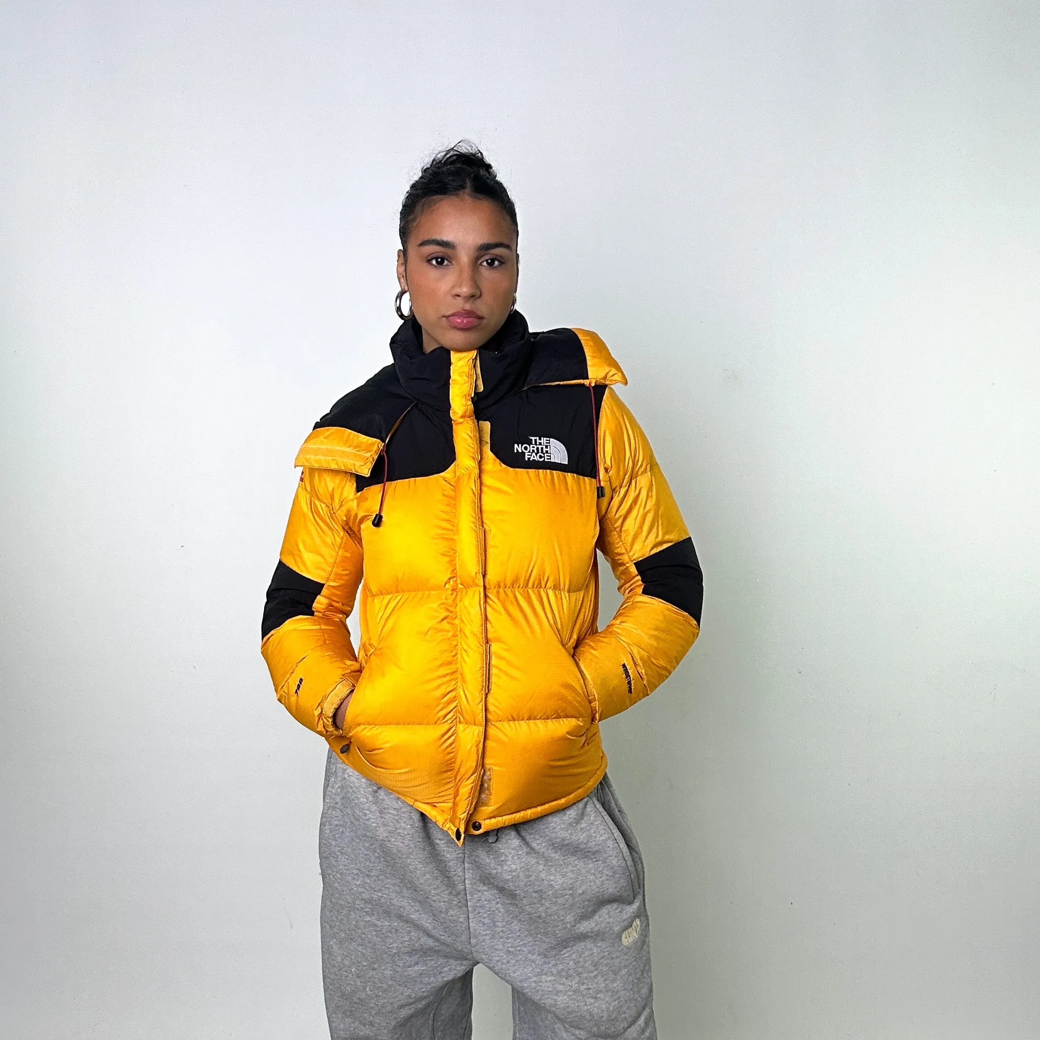 Yellow Black The North Face Baltoro 700 Puffer Jacket Coat (L)