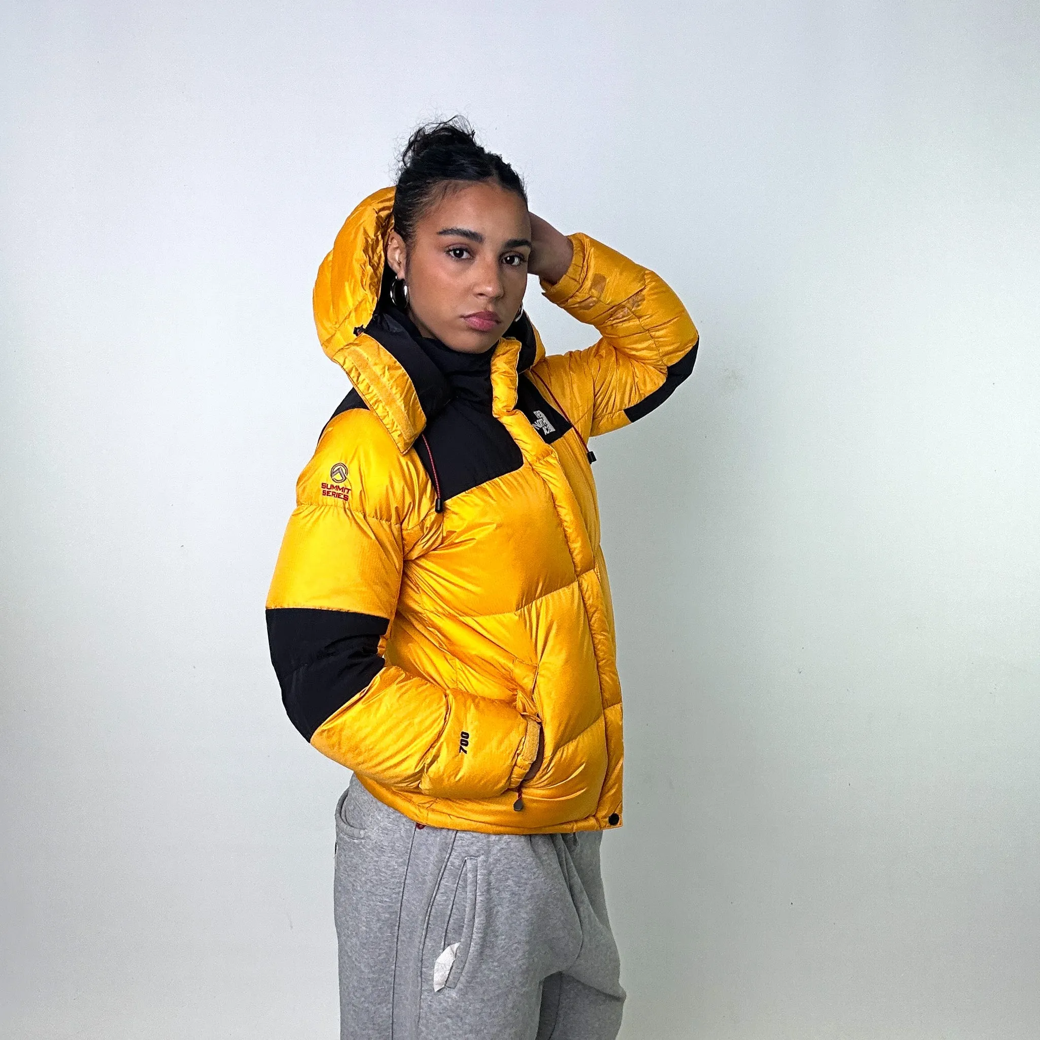 Yellow Black The North Face Baltoro 700 Puffer Jacket Coat (L)