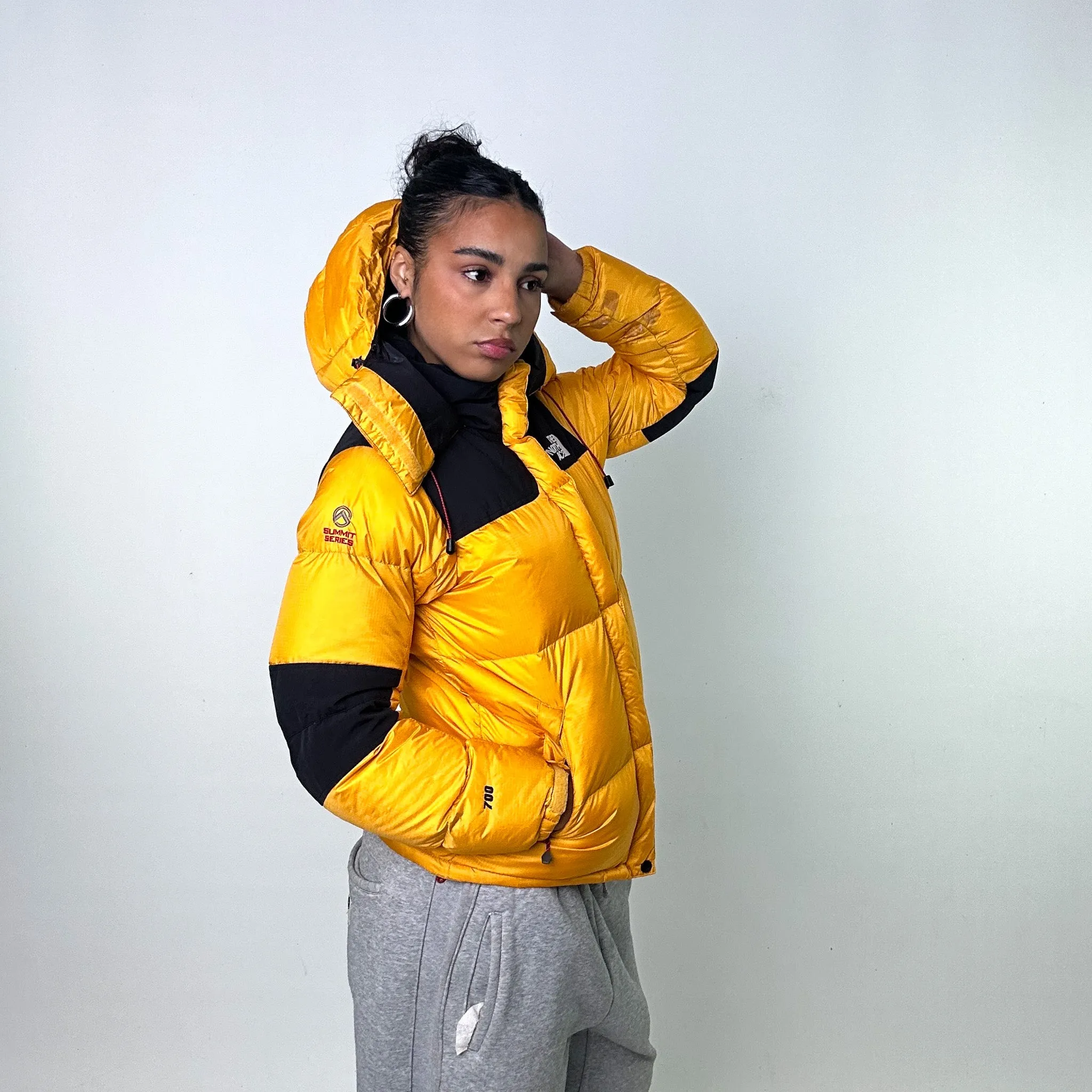 Yellow Black The North Face Baltoro 700 Puffer Jacket Coat (L)