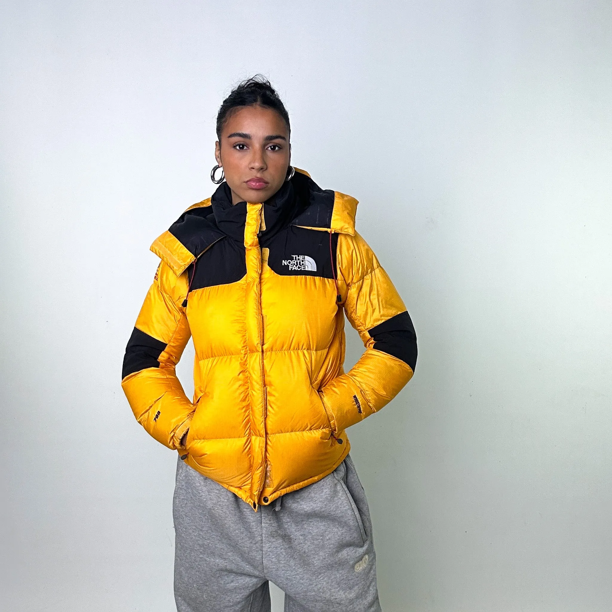 Yellow Black The North Face Baltoro 700 Puffer Jacket Coat (L)