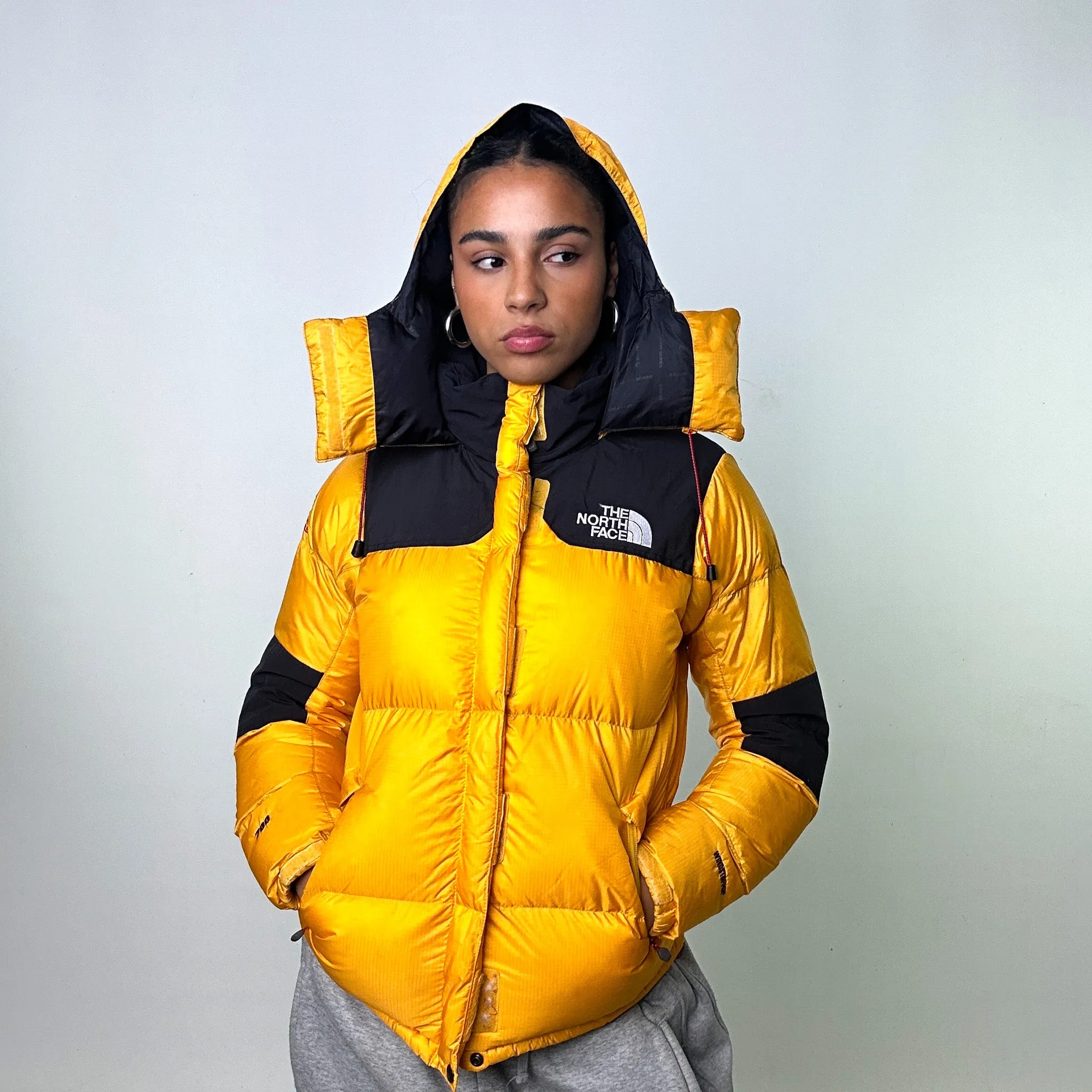 Yellow Black The North Face Baltoro 700 Puffer Jacket Coat (L)